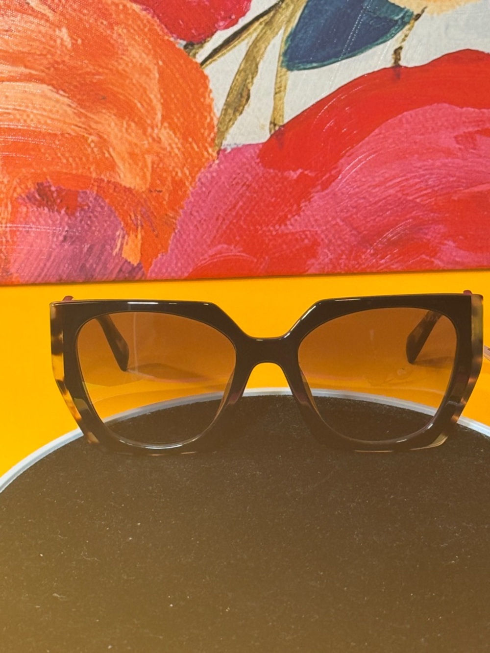 Prada Sunglasses Tortoiseshell Oversized Square Sunglasses - Amber Lenses - Picture 10 of 13